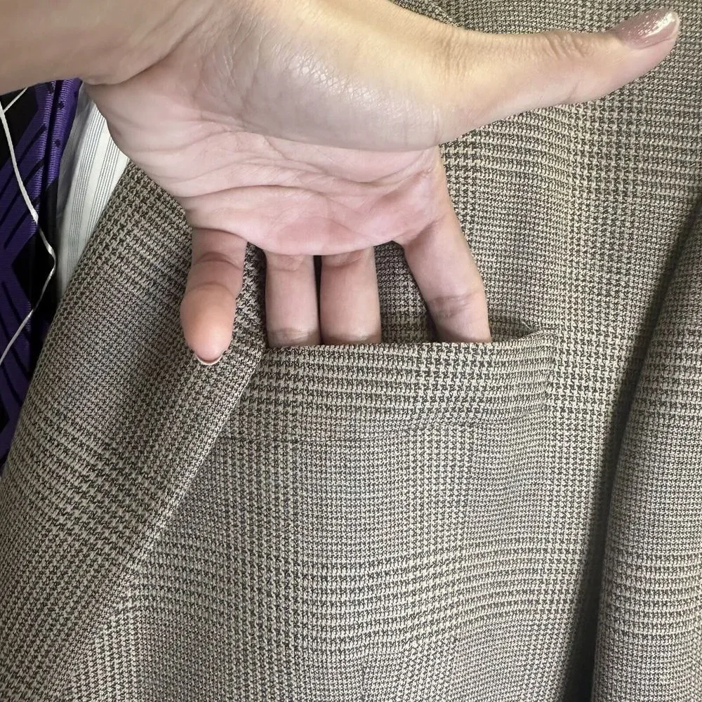 Hart Schaffner Marx Sport‎ Coat Men 46L Brown Plaid Wool Union Made USA Career